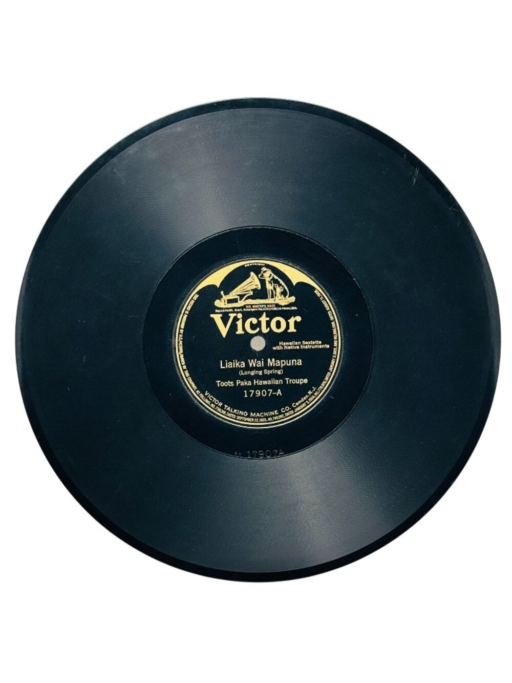 Toots Paka Hawaiian Troupe Liaika Wai Mapuna 10 Inch Shellac 78 RPM Victor 17907